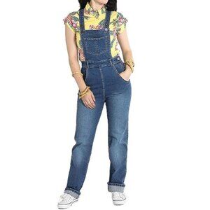 Hell Bunny Betty Bee Denim Overalls S NEW Medium Blue Denim Jeans 40s 50s Retro